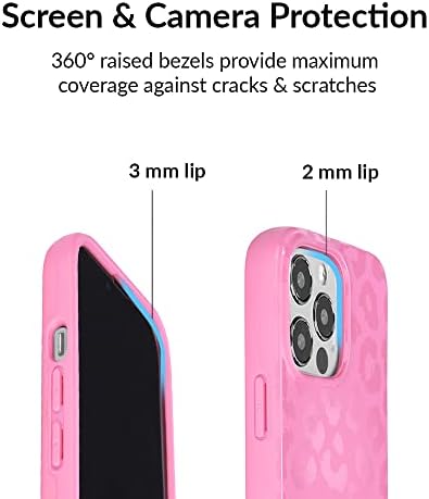 קוויאר קטיפה מיועד לאייפון 12 Pro Max Case Pink [8ft Drop Revected] תואם ל- Magsafe - הדפס צ'יטה מגן חמוד לנשים